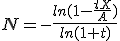 N=-\frac{ln(1-\frac{tX}{A})}{ln(1+t)}